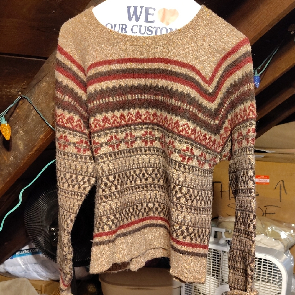 Patterned Brown Wool Sweater